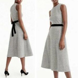 J.CREW A-Line Midi Dress w Velvet Belt Size 00 Gray NWT G8476 Sleeveless